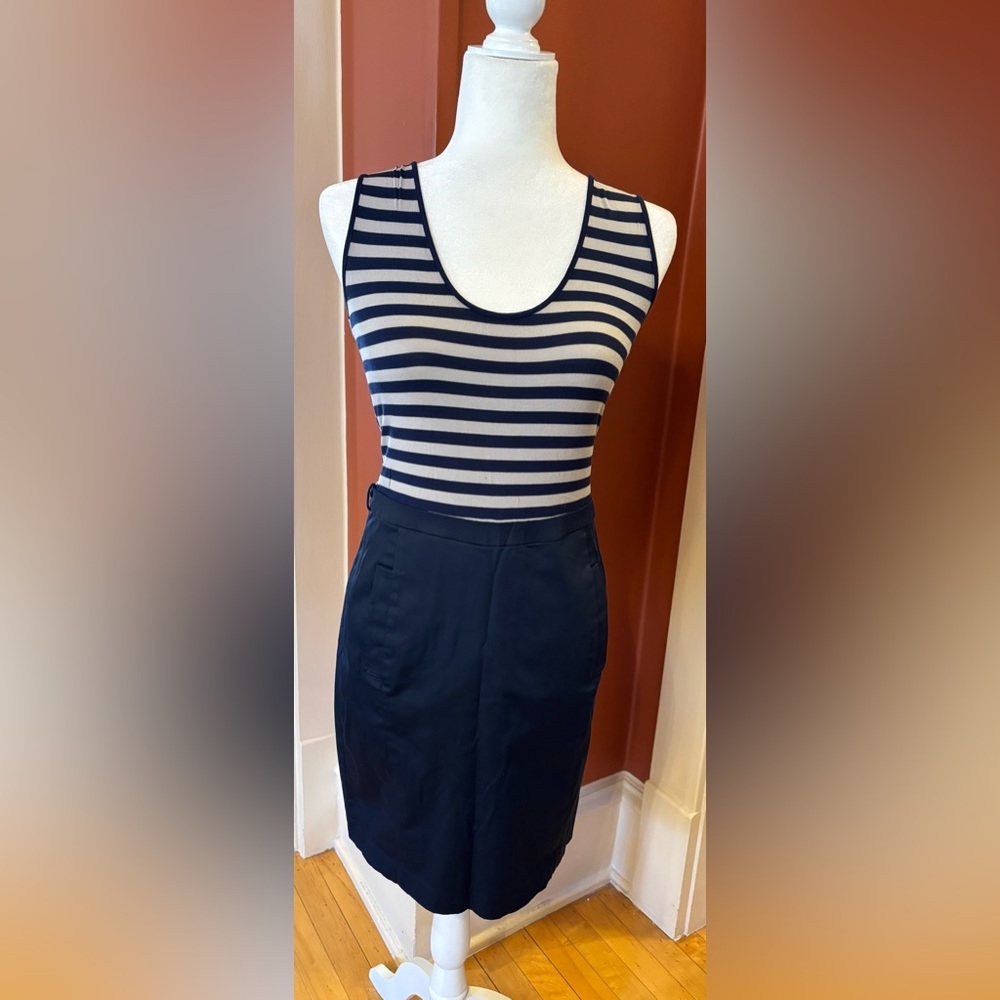 Elegant Navy and gray striped Dress